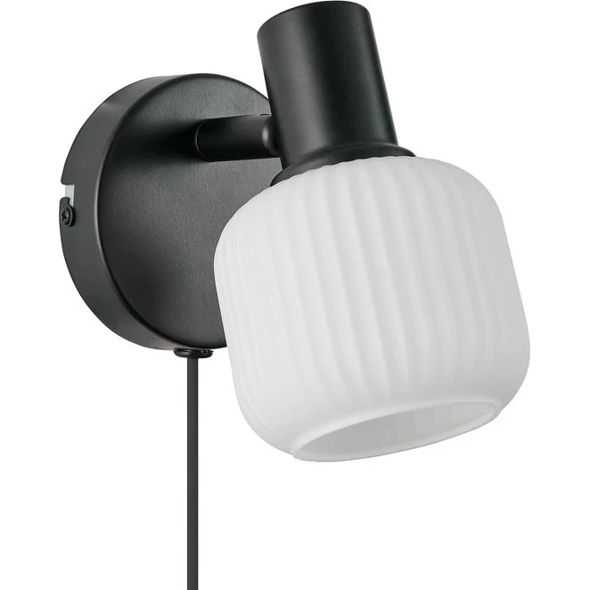 Nordlux Milford Mini væglampe - Sort opalglas
