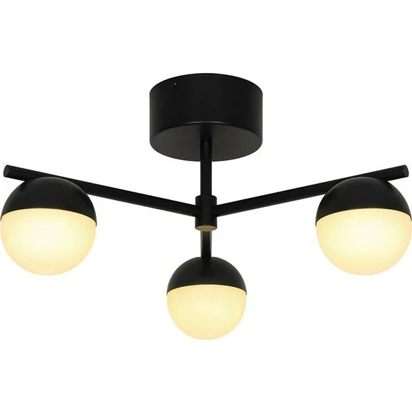 Nordlux Contina loftslampe, sort med opalhvid kuppel