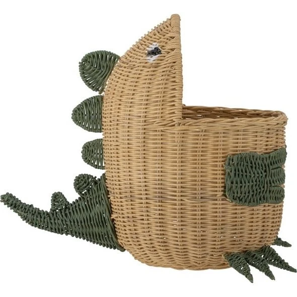 Bloomingville MINI Eddi Rattan-opbevaringskurv, Dinosaur 48 cm