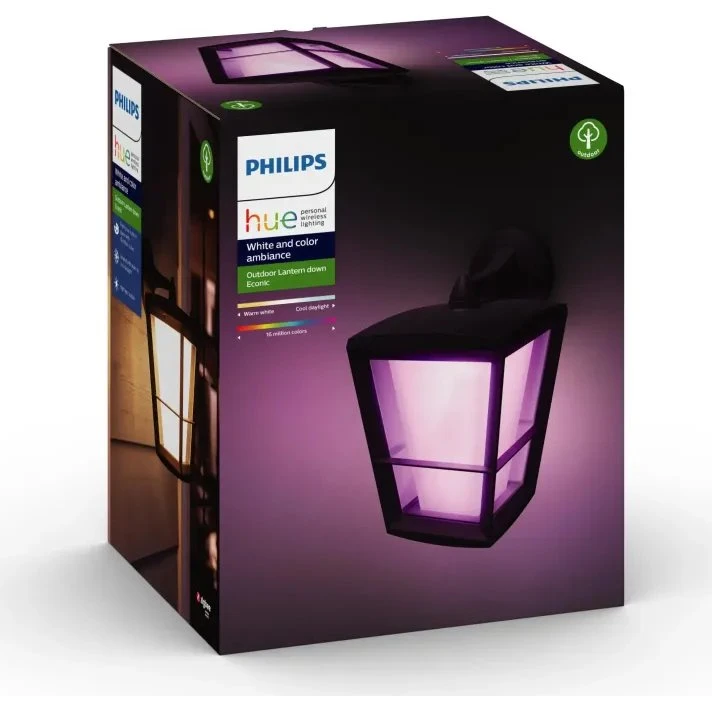 Philips Hue Econic Udendørs Ned Væglampe – Sort