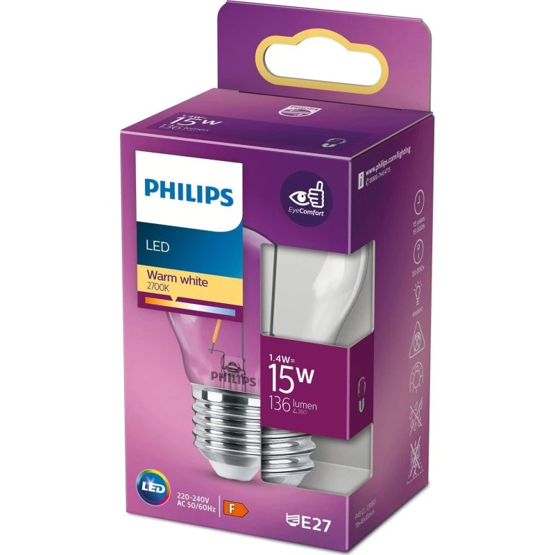 Philips LEDClassic Filament E27 P45 15W ækv. 2700K