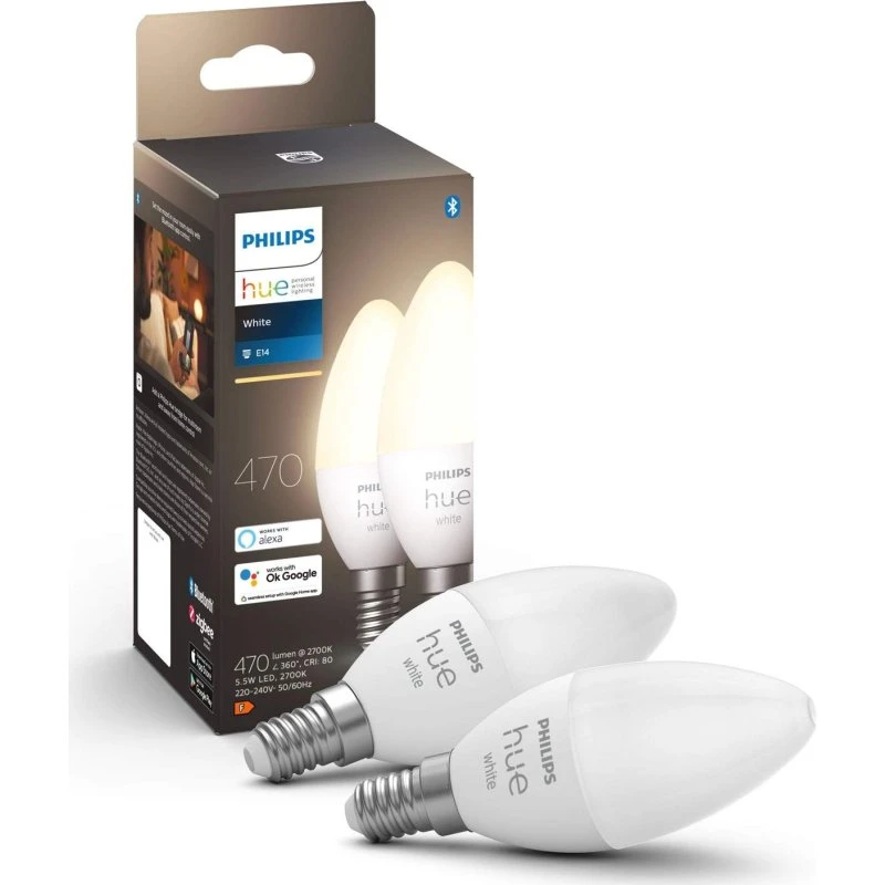 Philips Hue White E14 B39 – 2-pak (5,5W, 2700K)