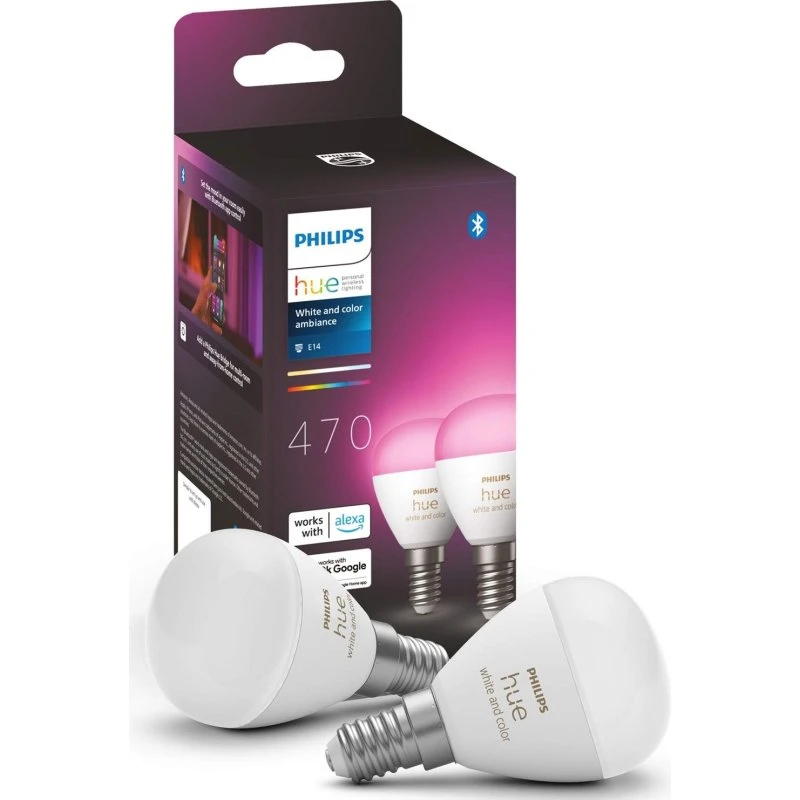 Philips Hue White & Color Ambience E14 Globe 2-pak