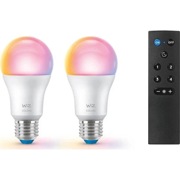 WiZ Smart Color 2-pak E27 RGBW 8,5W med WiZmote