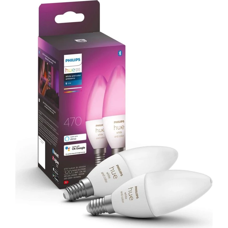 Philips Hue White & Color Ambiance E14 2-pak