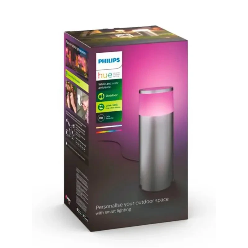 Philips Hue Calla Pedestal Inox – White & Color Ambience