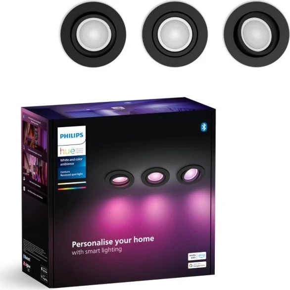 Philips Hue Centura Indbygningsspot 3-pak – Sort (White & Color)