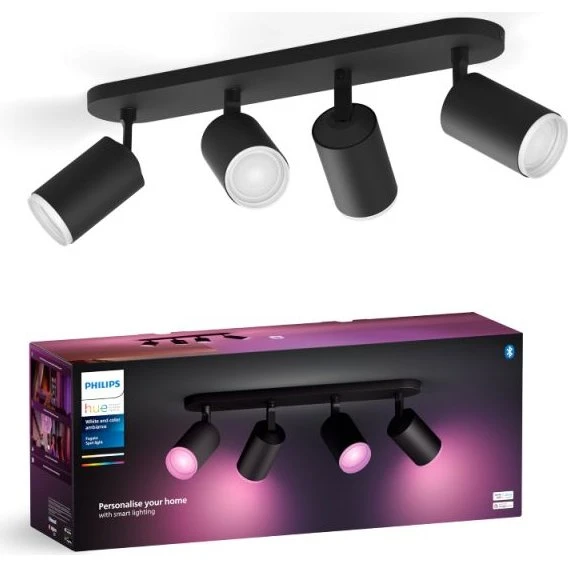 Philips Hue Fugato 4x5,7W GU10 spot – Sort