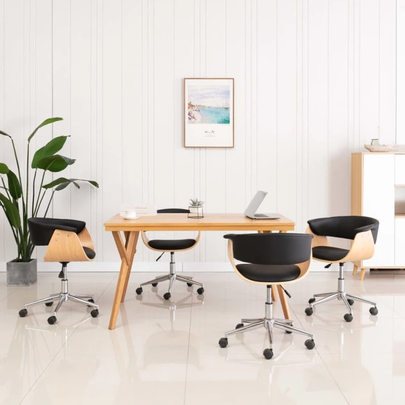 Drejelige spisebordsstole 4 stk. sort kunstlæder