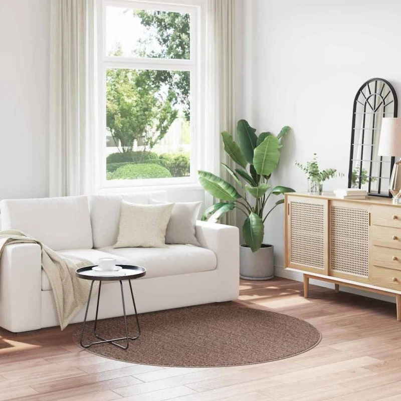 Anti-slip Shaggy tæppe brun 160x160 cm – skridsikkert PP