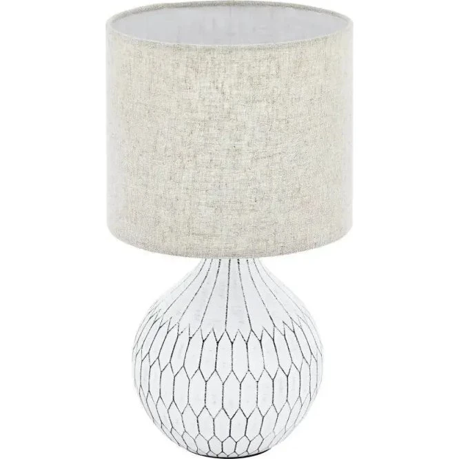 EGLO Bellariva Bordlampe H36 cm – Hvid keramik & linned