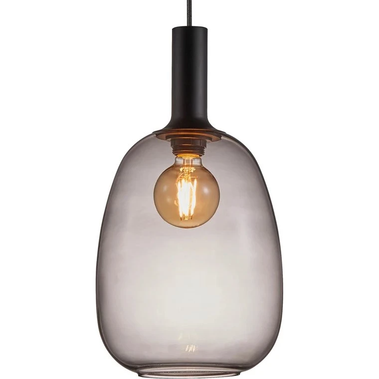 Nordlux Alton 23 Pendel – røgfarvet glas, sort top