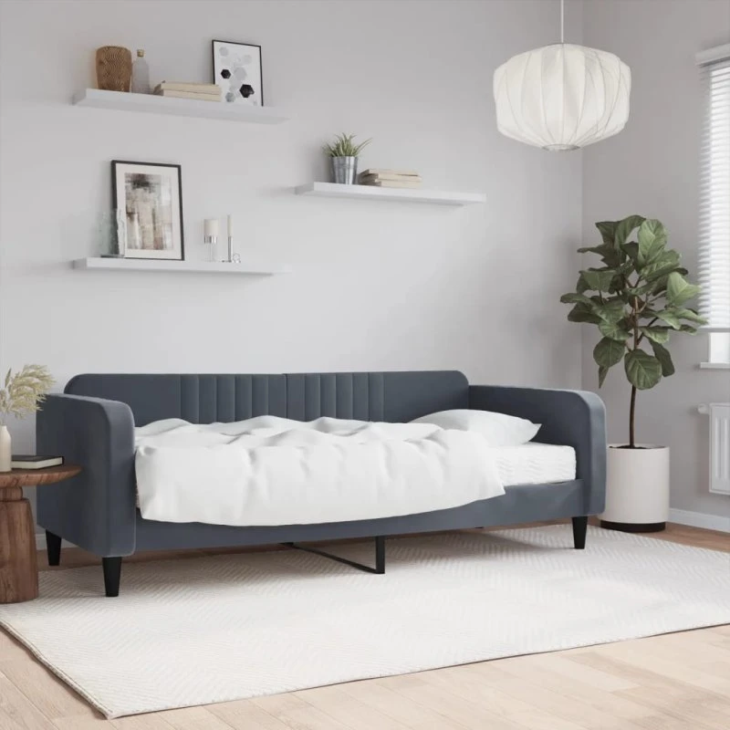 Daybed med madras 90x200 cm i mørkegrå velour
