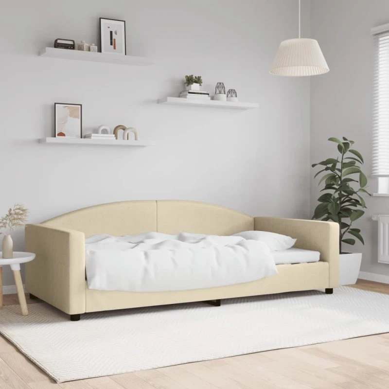 Daybed 100x200 cm - creme stof 2-i-1 sovesofa