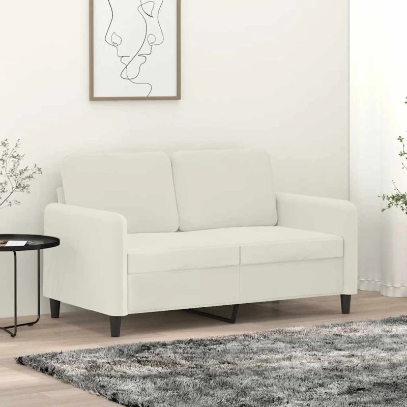 2-personers velour sofa 120 cm – creme