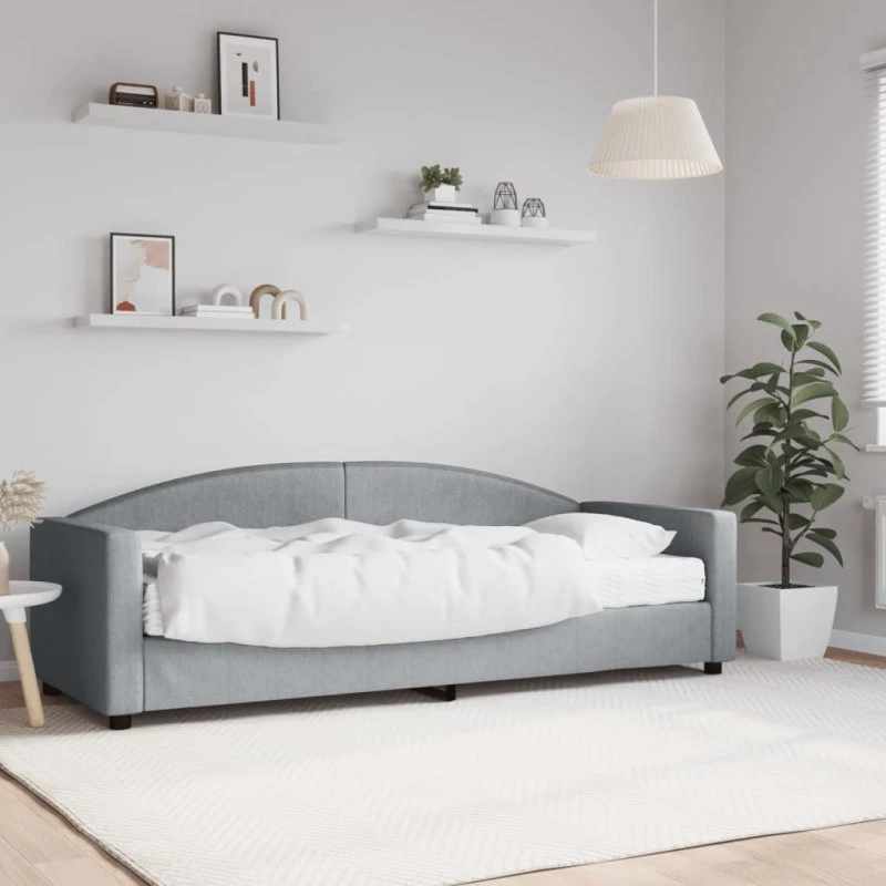 Daybed med madras 80x200 cm, stof lysegrå