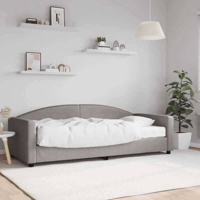 Daybed 90x200 cm i gråbrunt stof med madras