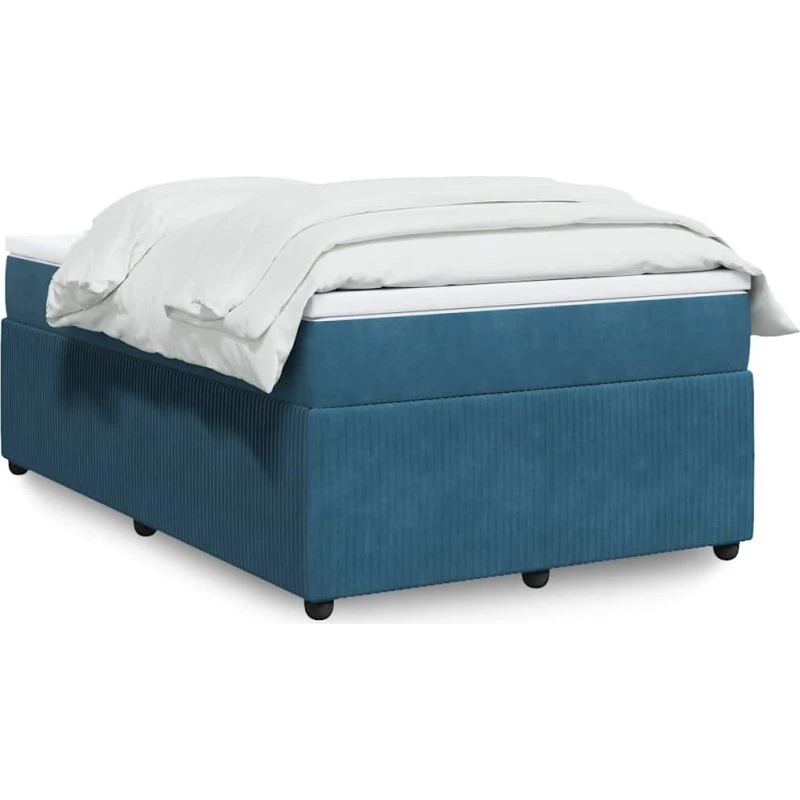 Kontinentalseng 120x190 cm i mørkeblå velour med madras