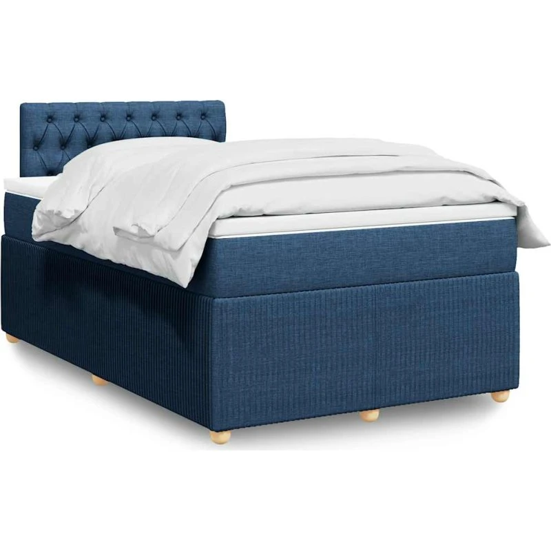 Kontinentalseng 120x190 cm med pocketmadras – blå polyester