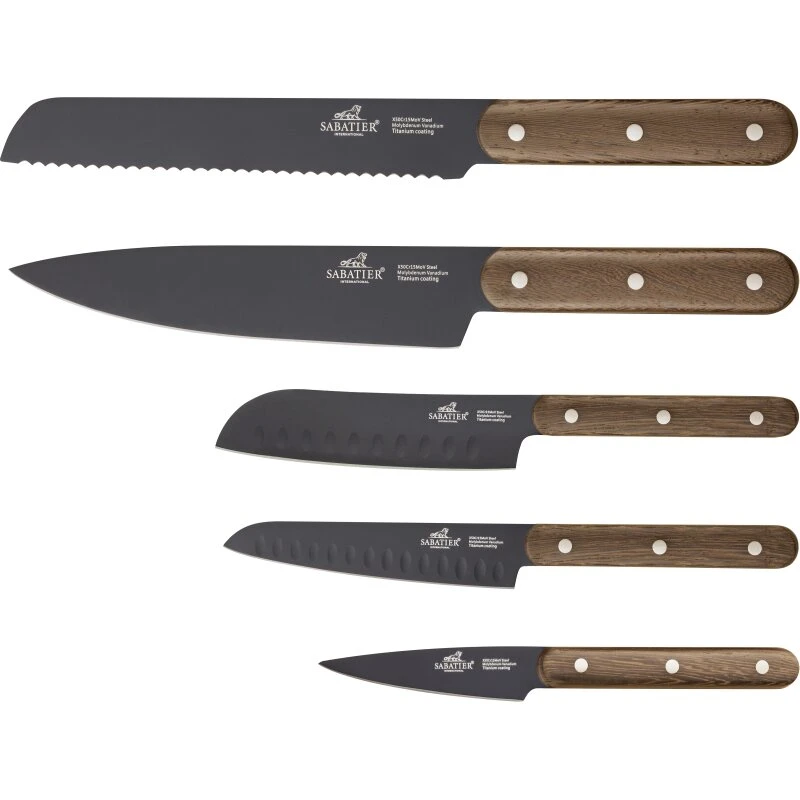 Lion Sabatier Phenix Walnut knivsæt 5 dele – valnød/sort