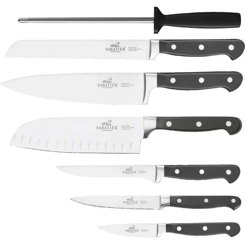 Lion Sabatier Pluton knivsæt 7 dele (stål/sort)