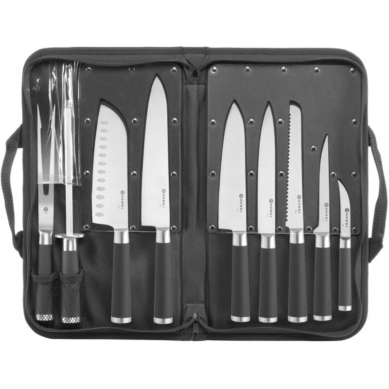 HENDI Knivsæt 9-10 dele i etui – komplet køkkenknivssæt