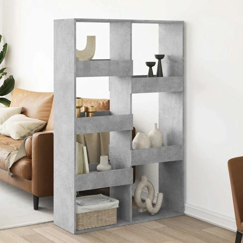 Rumdeler/reol 100x33x155,5 cm konstrueret træ, betongrå