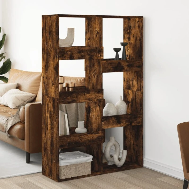 Rumdeler 100x33x155,5 cm i røget egetræ - 7 hylder