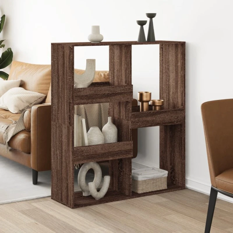 Rumdeler/bogreol 100x33x115 cm i konstrueret træ - egetræsfarve