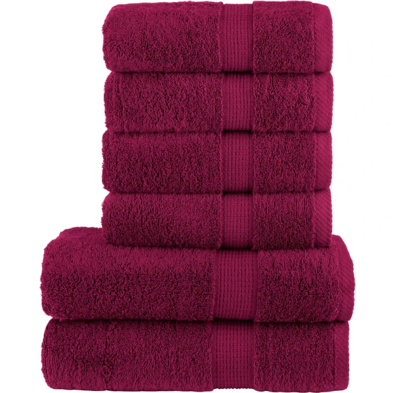 SOLUND håndklæder 6 stk 600 g/m² - bordeaux