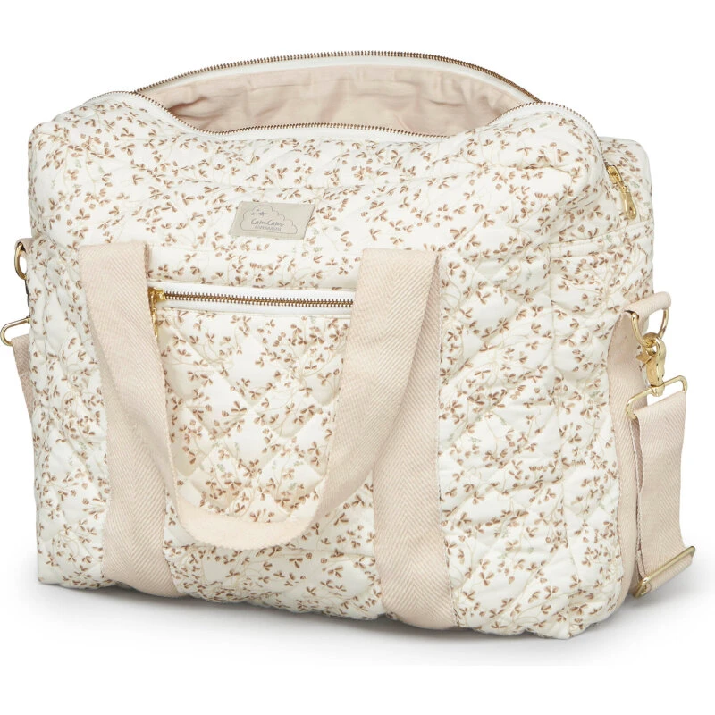 Cam Cam Pusletaske Lierre - quiltet beige med bladprint
