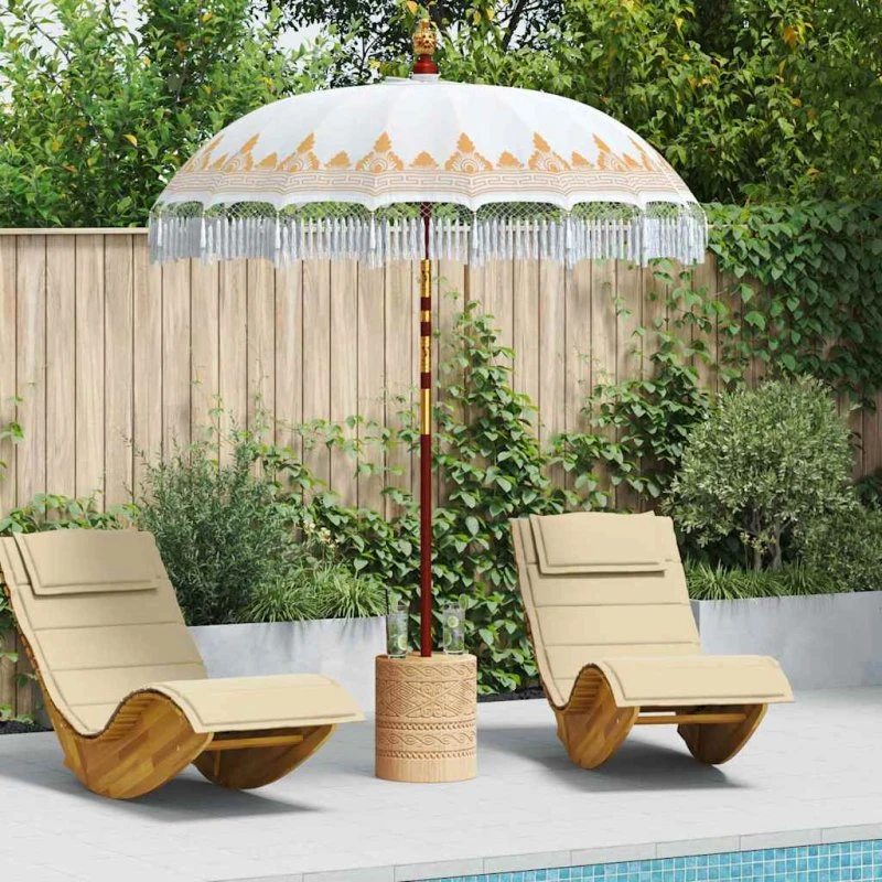 Balinesisk parasol creme 190 x 190 x 260 cm