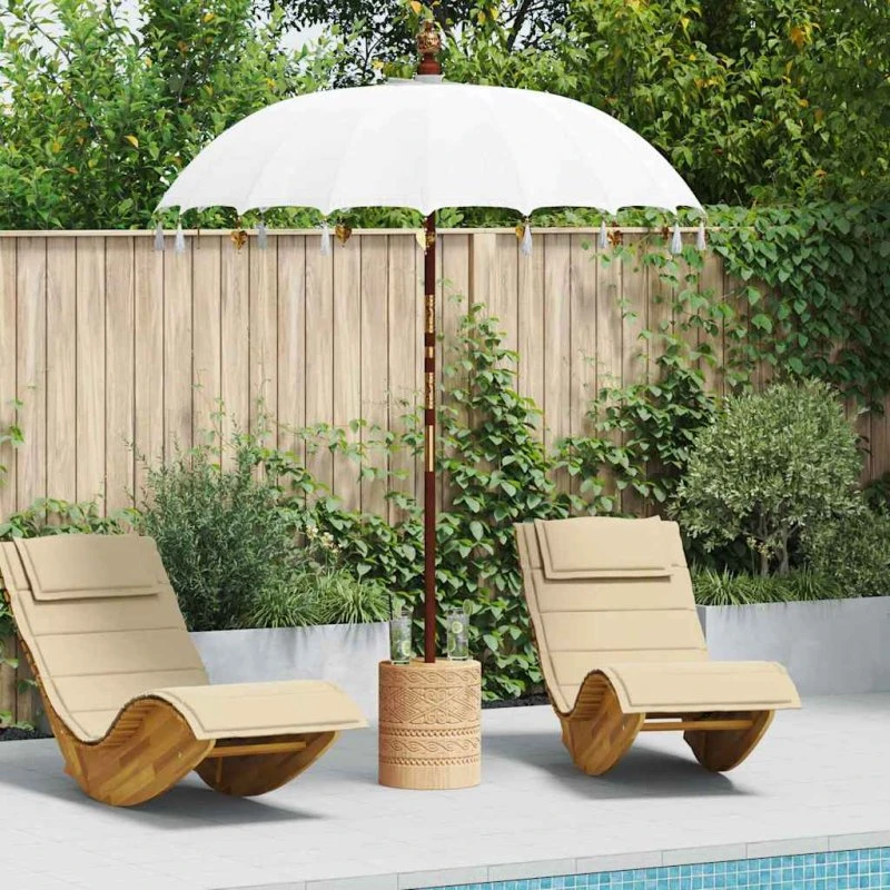 Balinesisk parasol creme 190×190×260 cm