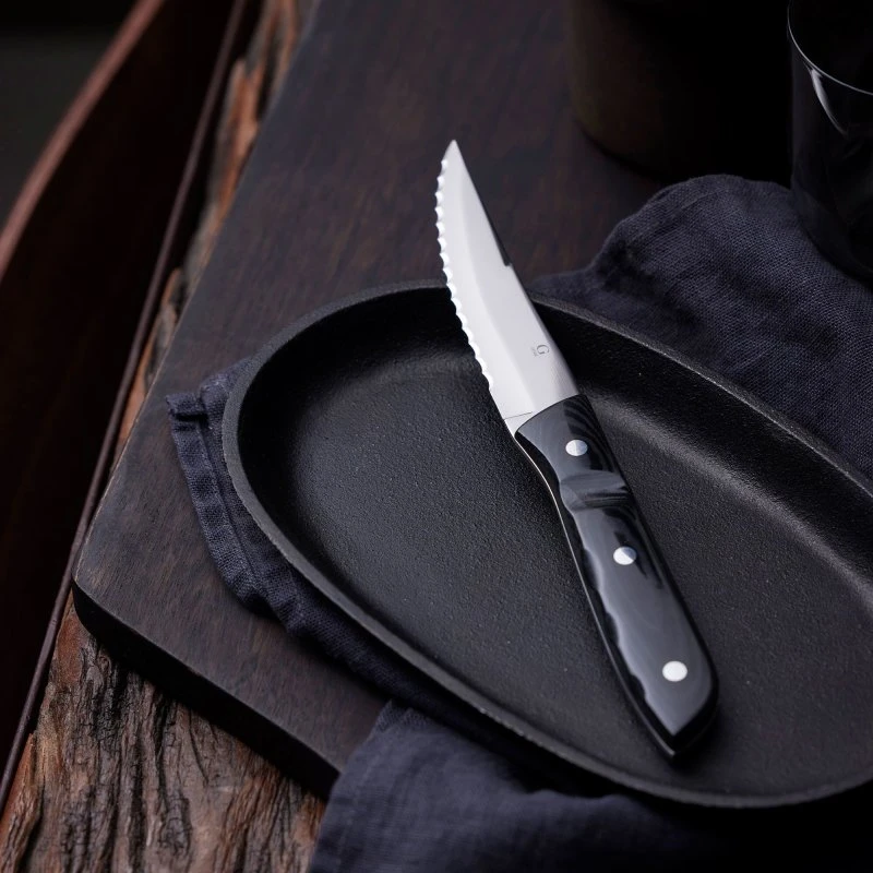 Gense Old Farmer Micarta XL steakkniv 4 stk, sort/stål