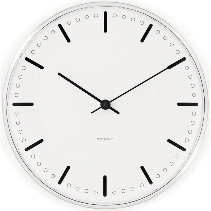 Arne Jacobsen City Hall Vægur Ø21 cm – Hvid/Sort