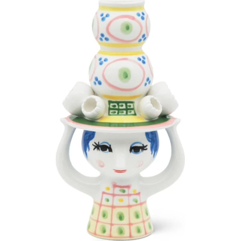 Bjørn Wiinblad 'Dame med hat' lysestage 16 cm - rosa