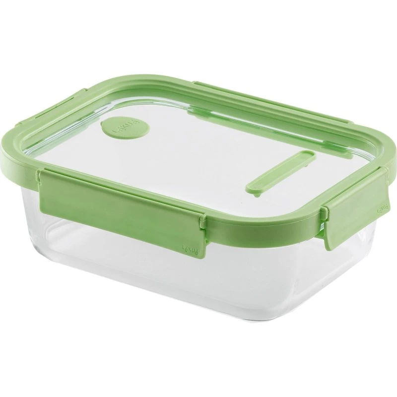 Lékué rektangulær madkasse i glas 1,52 L – grøn