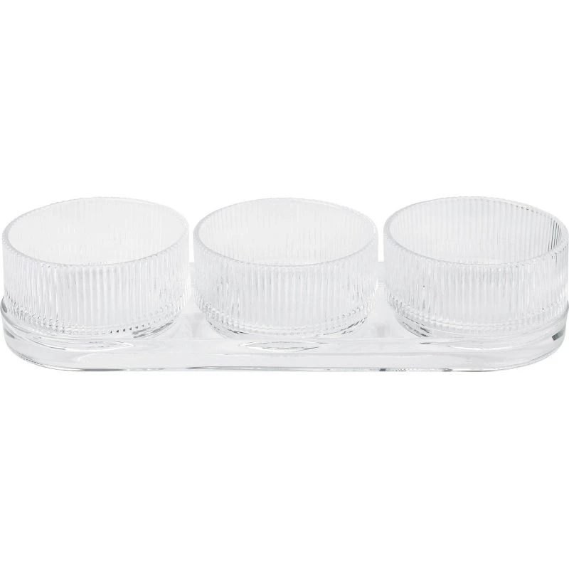 Stelton Pilastro Tapassæt 4 dele – Riflet glas