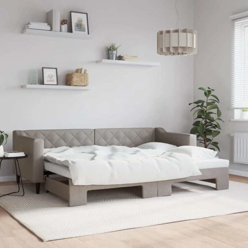 Daybed med udtræk 80x200 cm - stof gråbrun