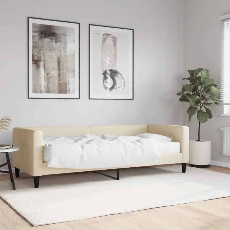 Daybed 80x200 cm med madras – creme stof