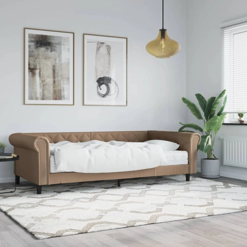 Daybed 90x200 cm i kunstlæder - Cappuccino