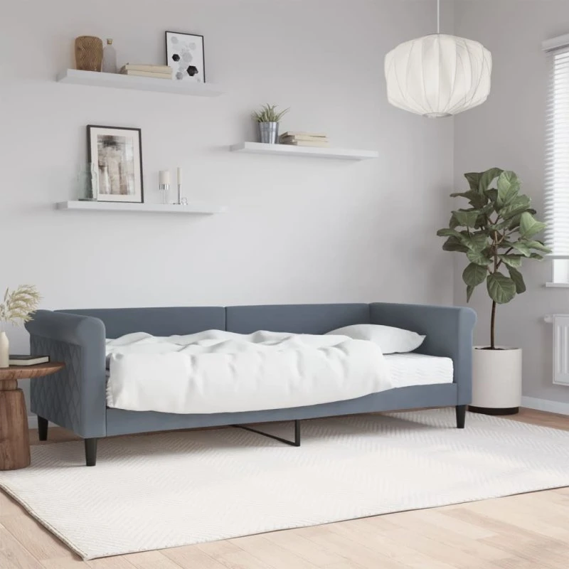 Daybed med madras 80x200 cm - mørkegrå velour