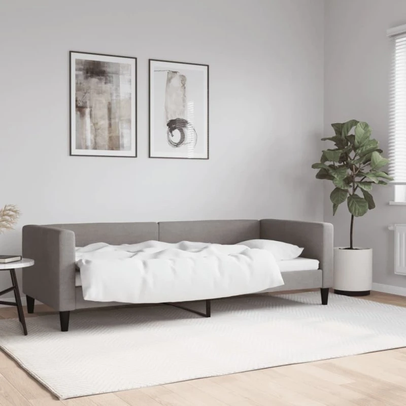 Daybed 80x200 cm i gråbrunt stof – 2-i-1 sovesofa