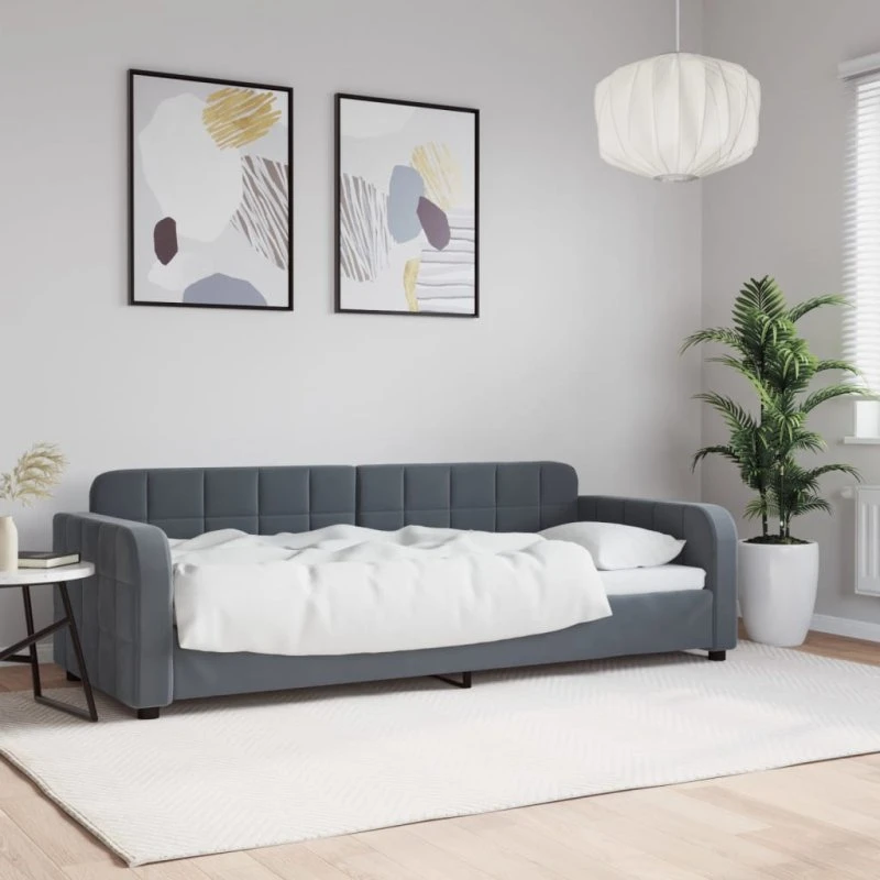 Daybed 80x200 cm velour mørkegrå