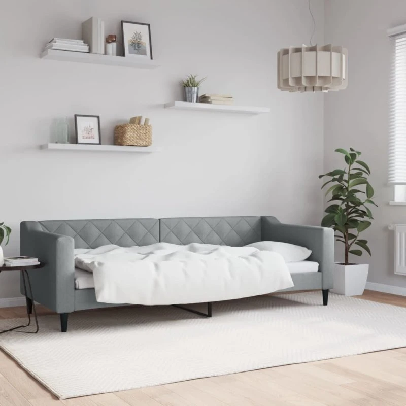 Daybed 80x200 cm stof lysegrå - 2-i-1 sofa og seng