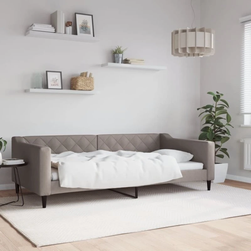 Daybed 100x200 cm – gråbrun stof (sofa/seng)