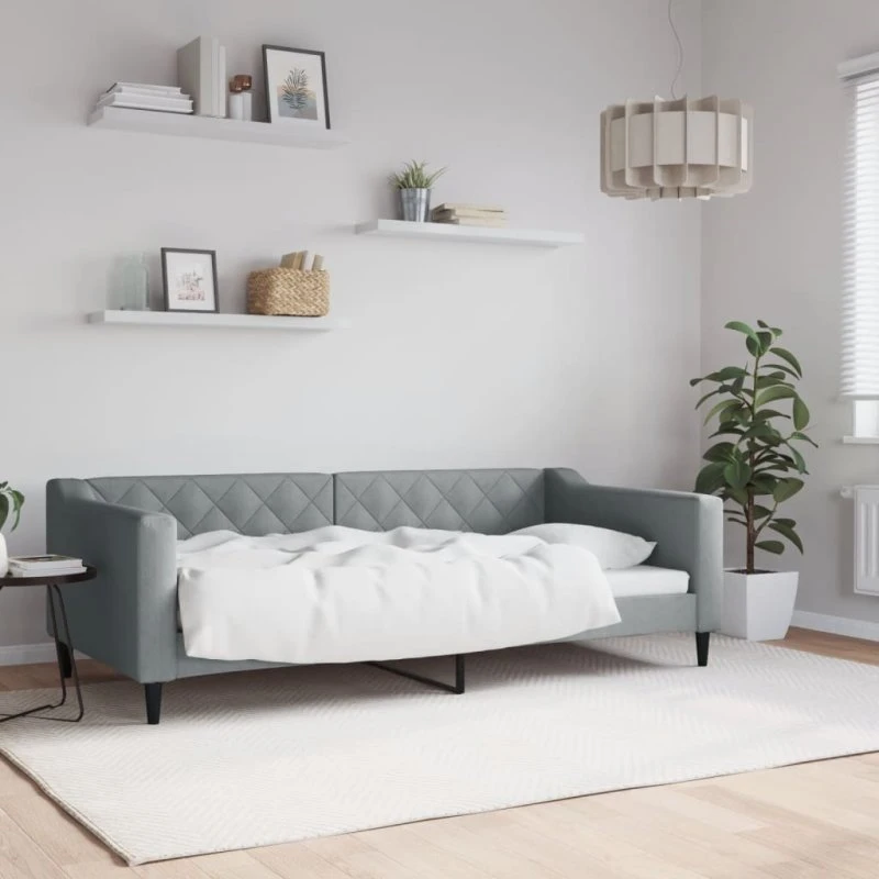 Daybed 90x190 cm stof lysegrå – 2-i-1 sovesofa