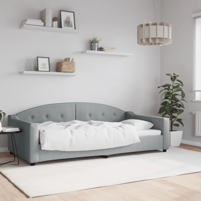 Daybed 100x200 cm stof lysegrå – 2-i-1 sovesofa