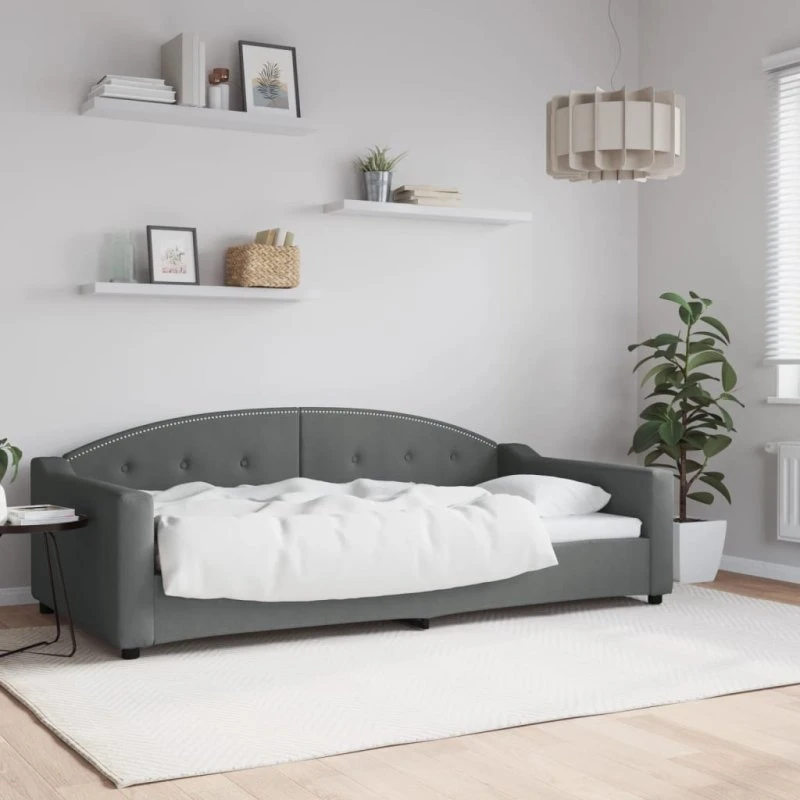 Daybed 100x200 cm stof mørkegrå – 2-i-1 sovesofa