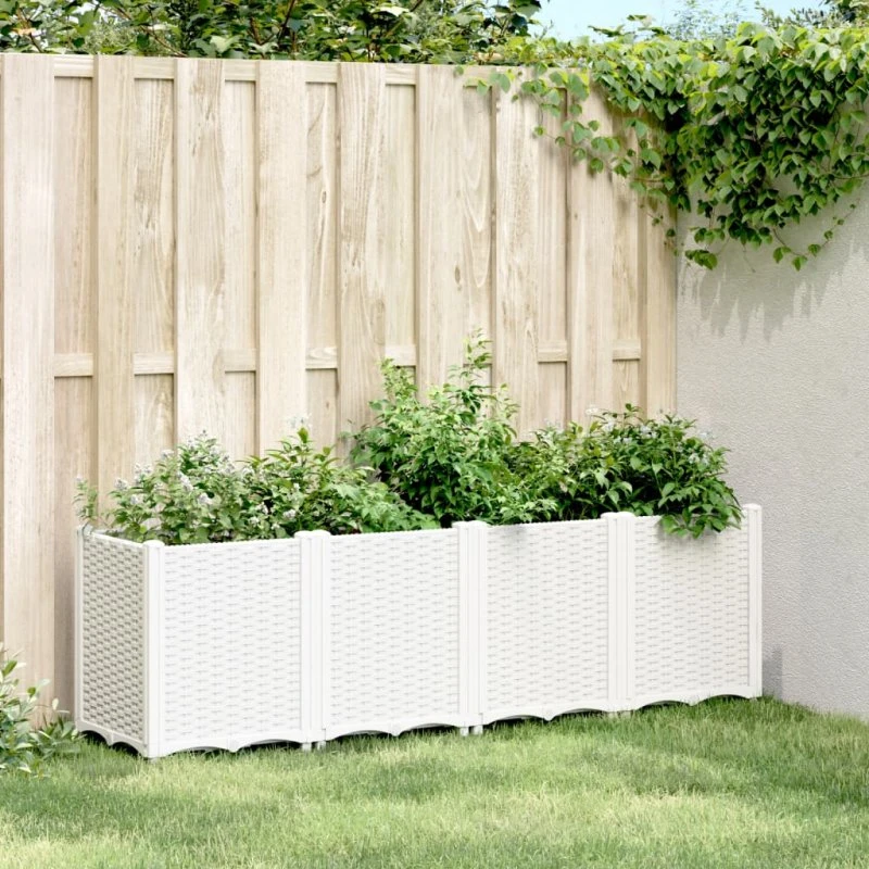 Plantekasse 160x40x53 cm i hvid PP (modul, dræning)